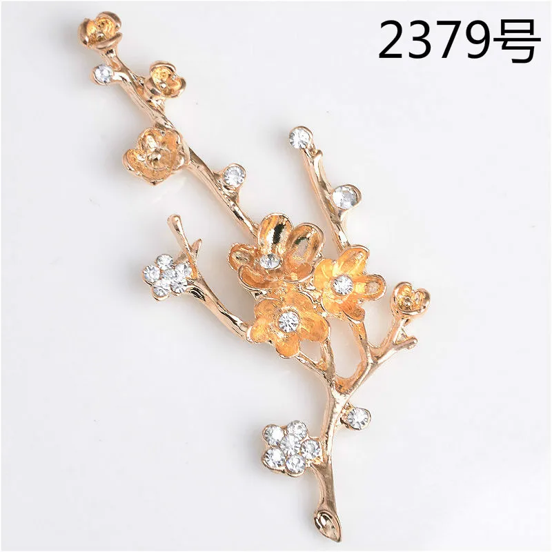 

50pcs 31*68mm Gold Color Alloy Crystal Big Flower leaf Branch Charm Pendants for DIY handmade Wedding Jewelry Making Wholesale