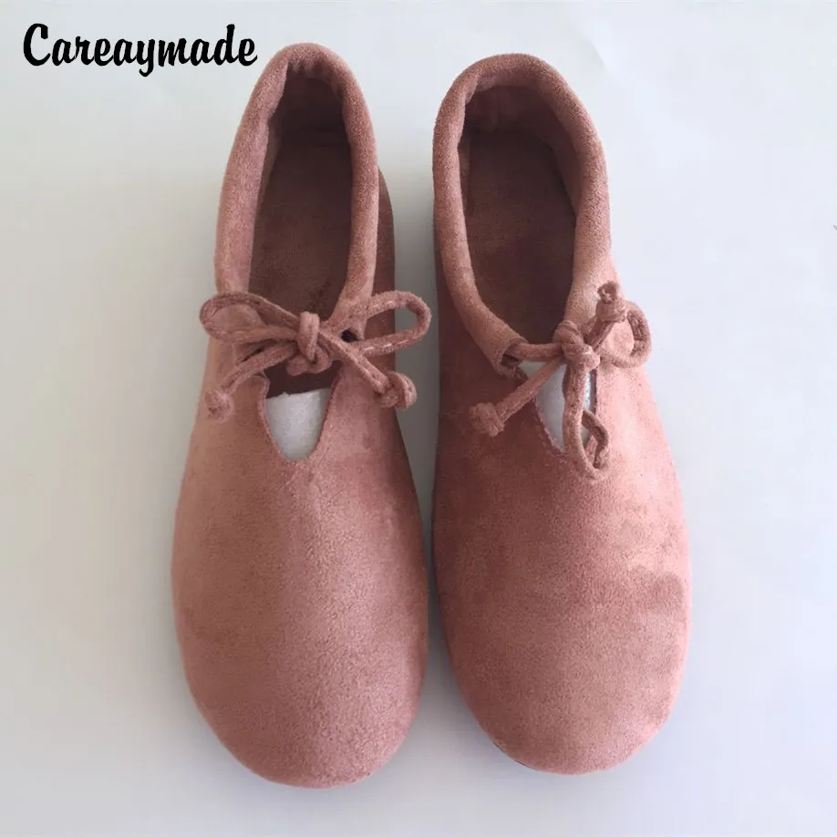 Careaymade-Spring/Summer art casual shoes,Shallow Mori girl lace up shoes,Soft sole scrub flock ventilation shoes,6 colors