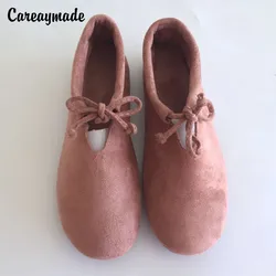 Careaymade-Spring/Summer art casual shoes,Shallow Mori girl lace up shoes,Soft sole scrub flock ventilation shoes,6 colors