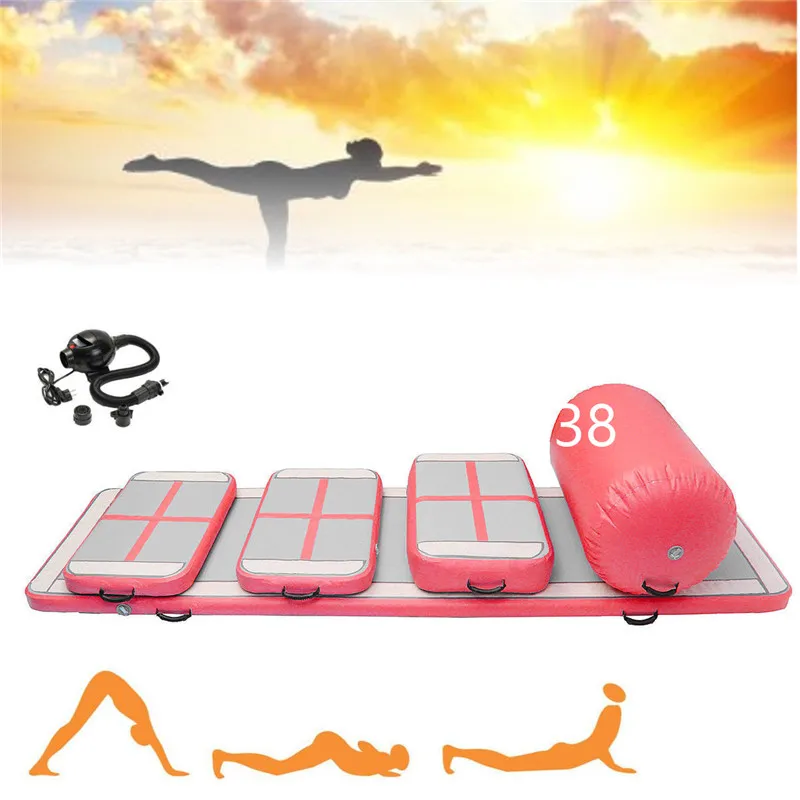 

Top Quality A Set(6 Pieces) Inflatable Air Track Gymnastic Airtrack Cheerleading Gym Air Mat With Free One Pump