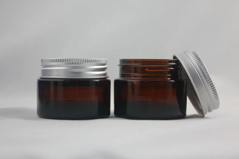 

30pcs 30g amber glass cream jar with silver aluminum lid , glass brown 30g cosmetic jar for eye cream , empty 30g glass bottle