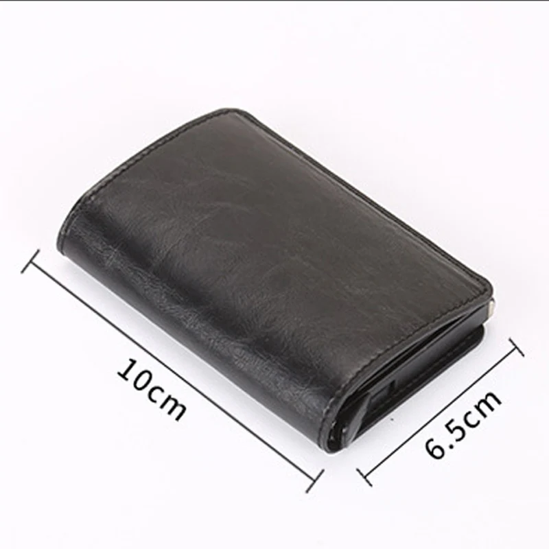 New Men Women Business Credit Card Holder Pop Up PU Leather Card ID Holder RFID Card Wallet Buckle Aluminium Metal Wallet