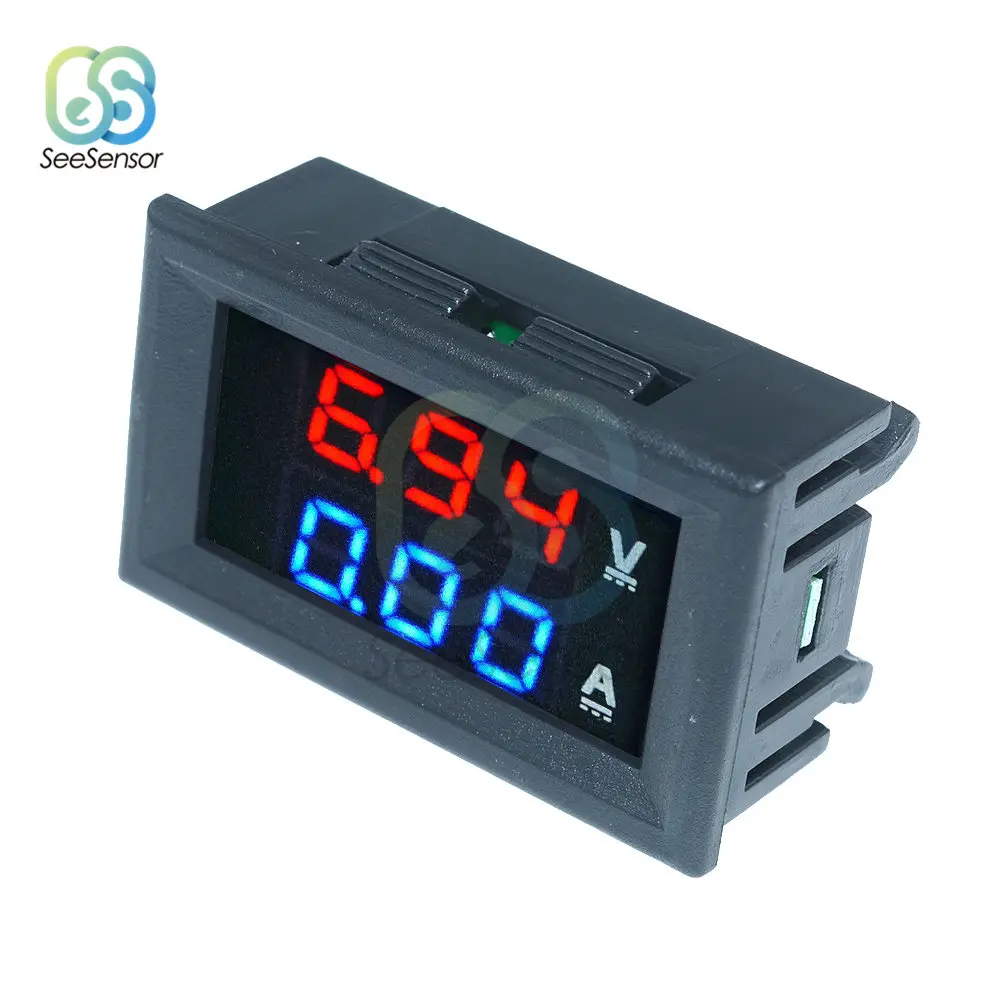 0.28 inch Mini Digital Voltmeter Ammeter DC 100V 10A Voltmeter Current Meter Tester Panel Red Blue Dual LED Display