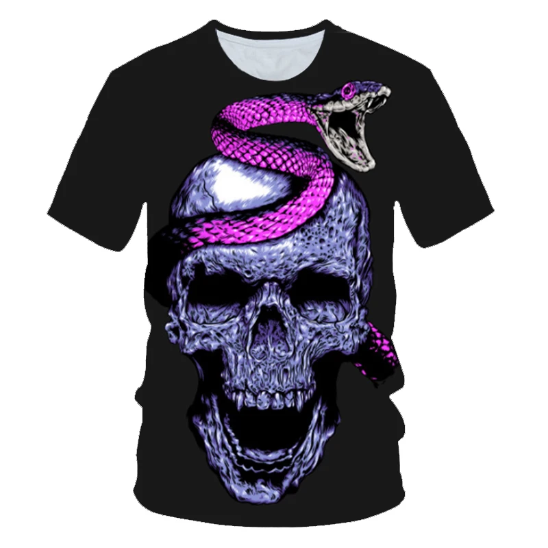 2020 estate bambini stile Punk 3D T-shirt ragazzi ragazze divertente bruciare fuoco teschio fumo serpente stampa T shirt bambini magliette top