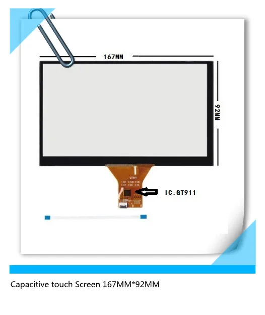 

167*92 New 7 inch 6 wire Capacitive touch Screen Panel For Car navigation DVD tablet PC 6 pin 167MM*92MM Touchscreen