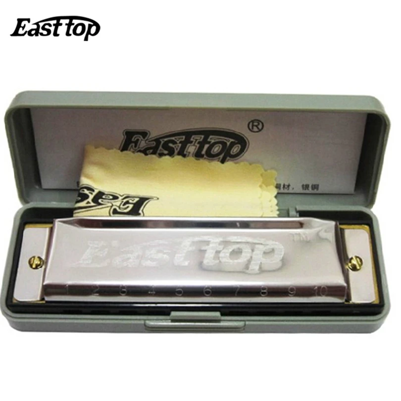 Easttop Harmonica Key of C 10 Hole Blues Harp Gaita De Boca Diatonica woodwind Musical Instruments Diatone Mouth Ogan Harmonika