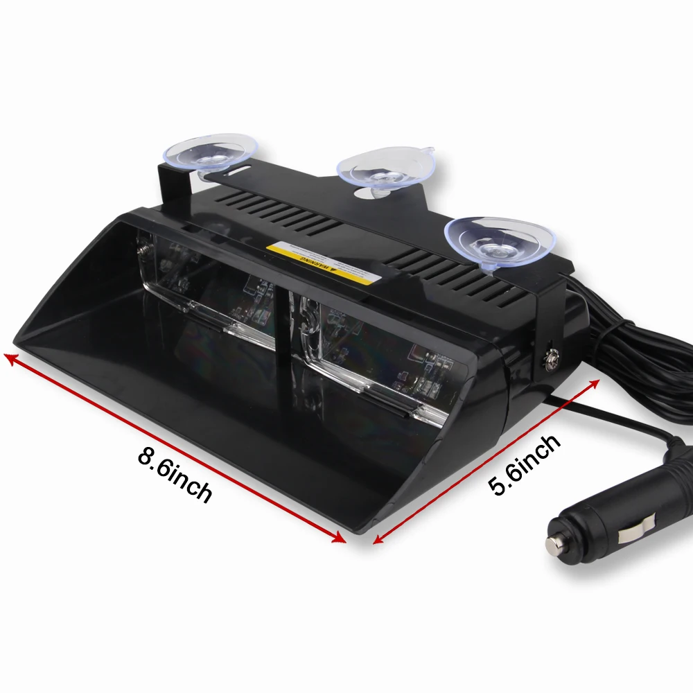 DC 12V Car LED Light Assembly S2 Suction Cup Police Light 16LED Strobe Light 18 Flashing Mode 16LED Warning Light Signal lamp
