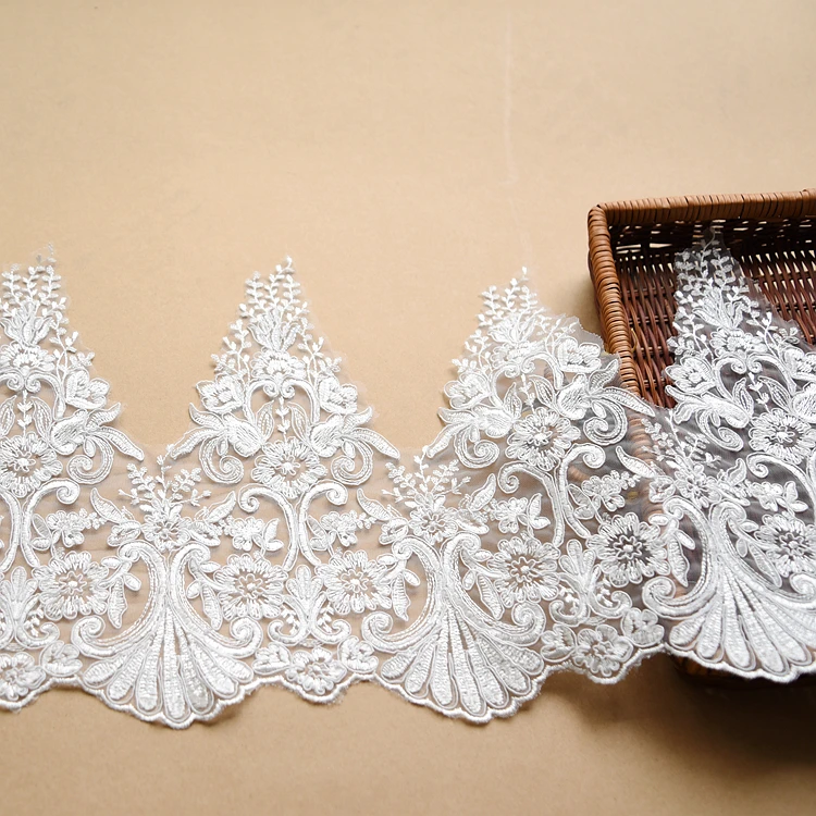 Nature White Embroidery Lace Accessories Wedding Veil Diy Handmade Materials Clothing Accessories Fabric Soft Net Lace Fabric