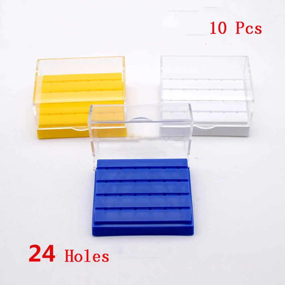 

10 PCS 24 Holes Hot Sale Plastic Dental Bur Holder Disinfection Block Case Box Dentist Products Lab Equipment