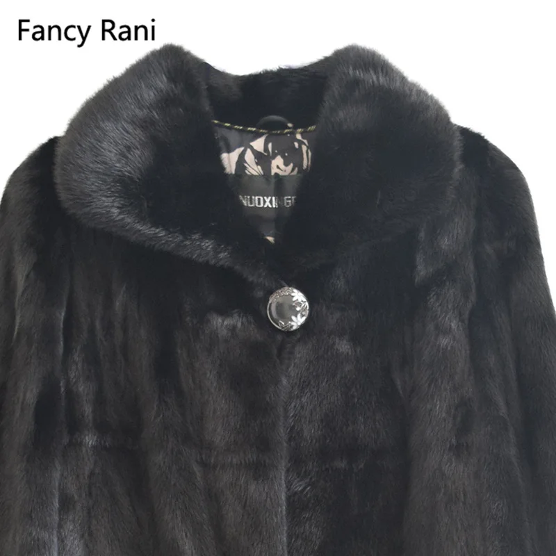 แฟนซี Rani ฤดูหนาวของแท้ Mink Fur Coats สําหรับผู้หญิง Natural Mink Full Pelt Coat Turn-down Collar เสื้อกันหนาวคุณภาพสูงจริง
