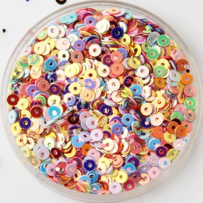 

500g/pack 3mm Flat Round Glittering Color Sequin PVC Loose Sequins Paillette for Sewing Wedding Craft, Patches Material