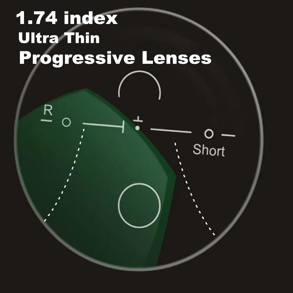 

2 шт. 1,74 индекс ультра тонкий прогрессивный бифокальный мульти фокус асферические линзы по рецепту CR-39 УФ Антибликовое покрытие очки