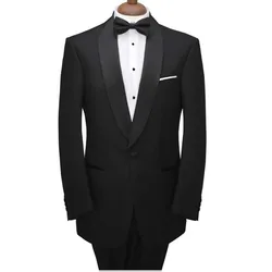 Classic Black Wedding Tuxedo Suit With Black Satin Shawl Lapel For Groomsmen,Custom Made Suit Wedding Tailored Tuxedos For Men