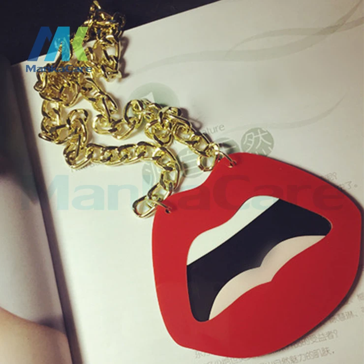 Fashion in Europe and the nightclub hip-hop sexy big lips red lip sweater chain exaggerated long necklace