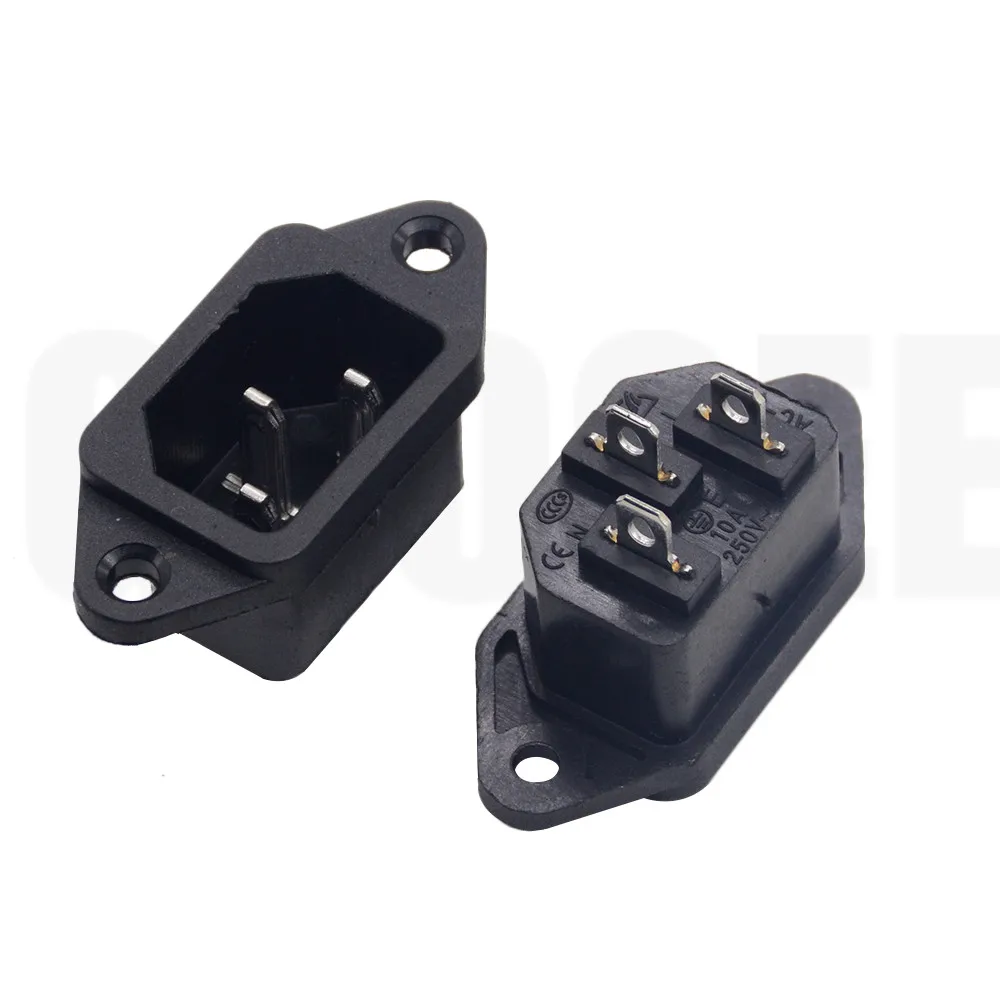 AC 250V 10A 3PCS 3P IEC320 C14 Male Plug Panel Power Inlet Sockets Connectors