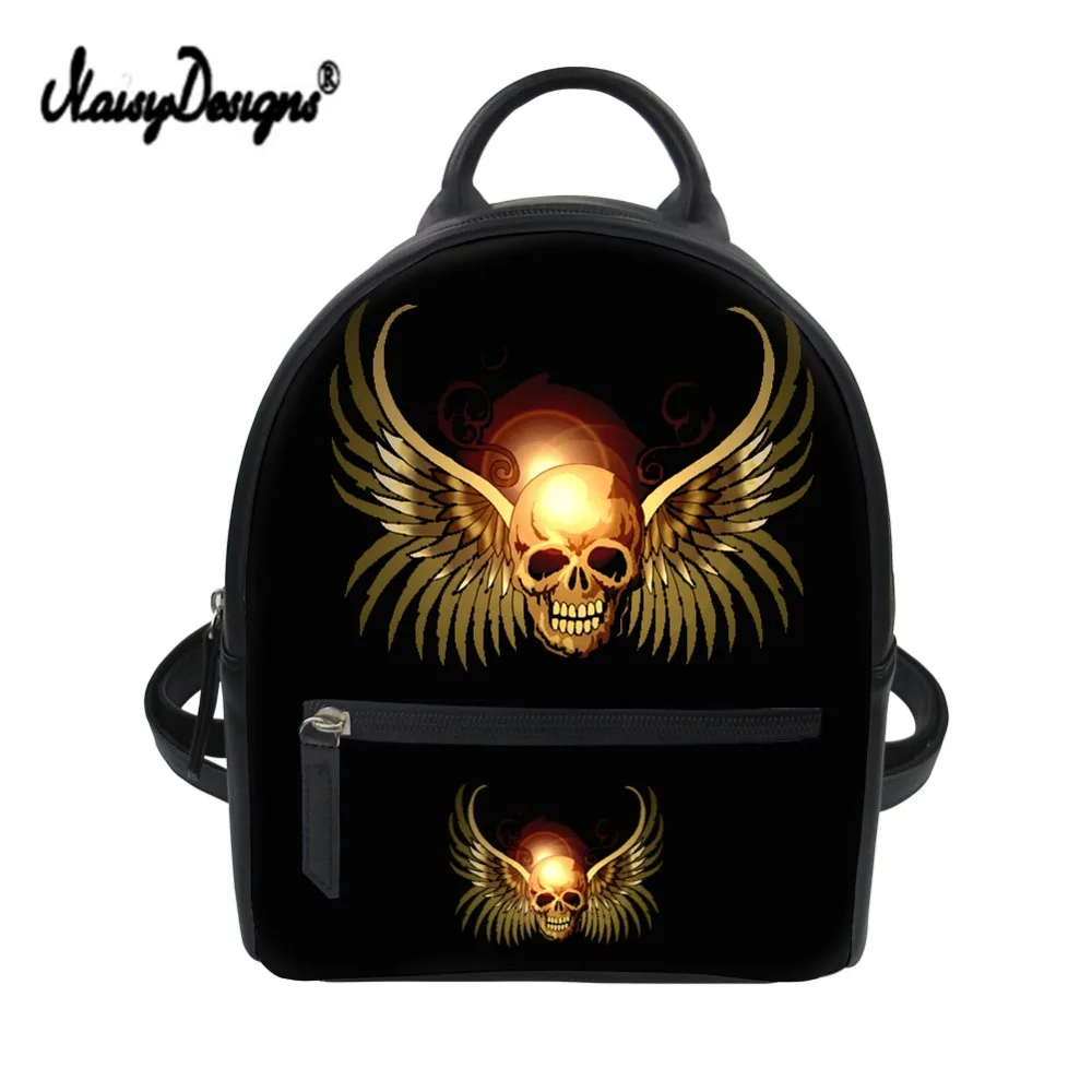 Women PU Leather Mini Balck Backpacks 3D Skull Print Cool Men Laptop Teenager School Girl Lady Mujer Best Bag Gift Drop Shipping