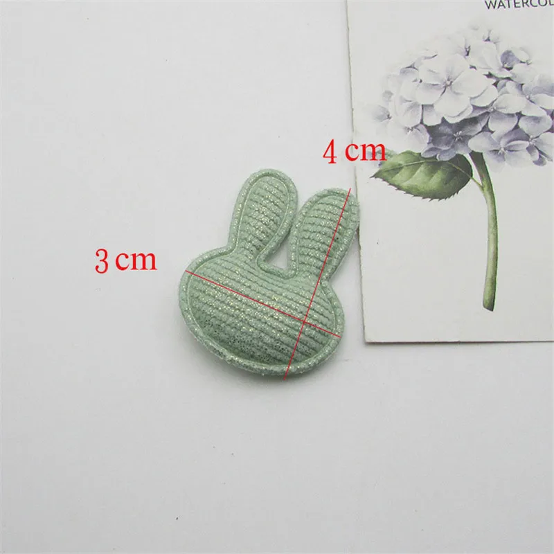 36pcs/lot 3*4cm Stripe Rabbit Head Pads Patches Appliques for Craft Clothes Sewing Supplies DIY Hair Clip Accessories