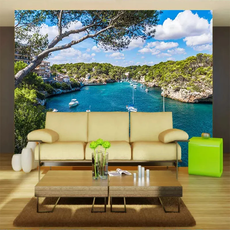 Papel pintado de foto personalizado isla nórdica hermoso paisaje Mural sala de estar dormitorio decoración de fondo tela de pared