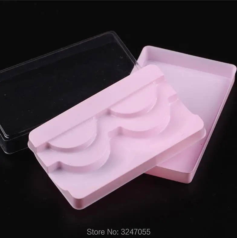 100pcs/lot 80*50*10mm Empty Fake Eyelashes Storage Container, DIY Pink Blister Package for Cosmetic Eyelashes, Eye Beauty Tool