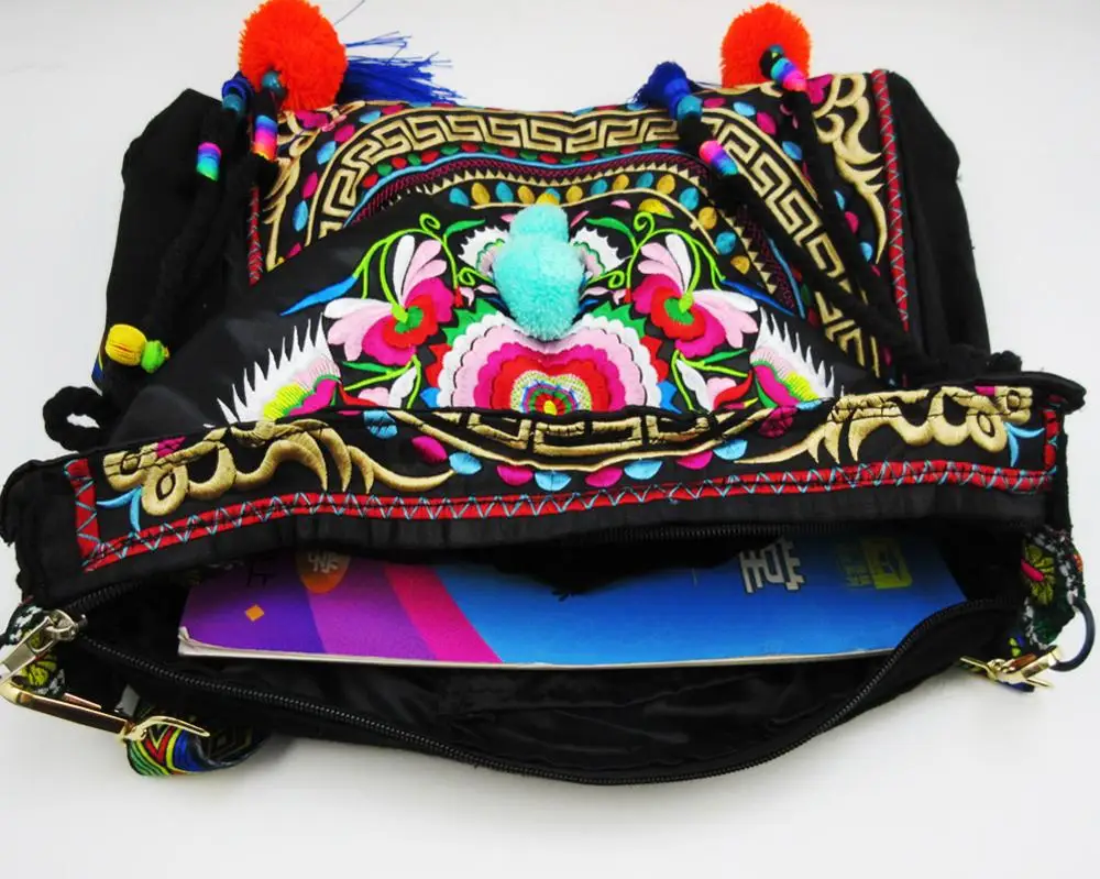 Vintage Ethnic Shoulder Hobo Hippie Embroidery Floral Cross Body Purse Bag Hmong Tribal Indian Boho Handmade Tapestry SYS-558