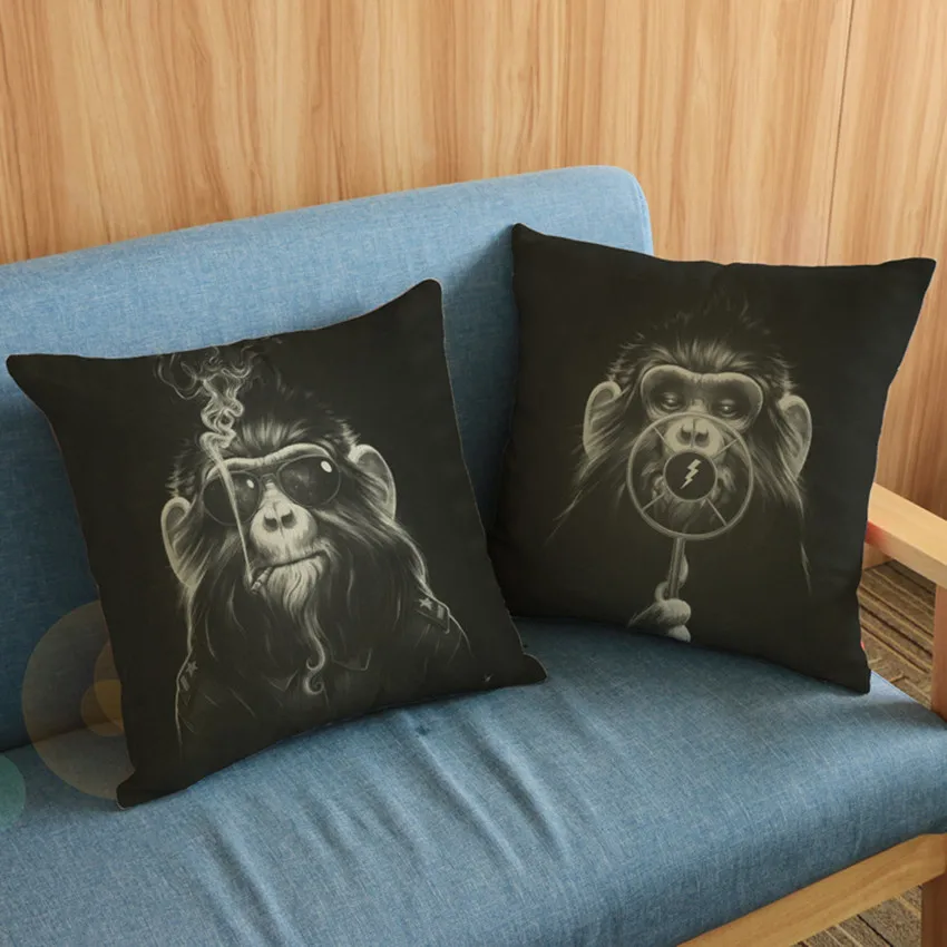 Black Monkey Cushion Fashion Animal Funny Perform Decorative Sofa Chair Pillowcase For The Children Room Gift almofada cojines