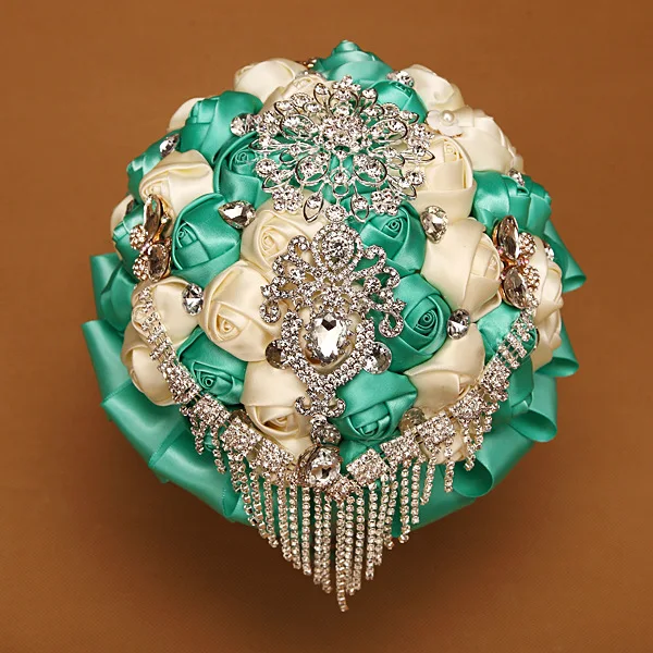 Free shipping custom handmade Artificial Marriage to a new 2016 design crystal brooch handmade wedding bouquet bridal bouquet