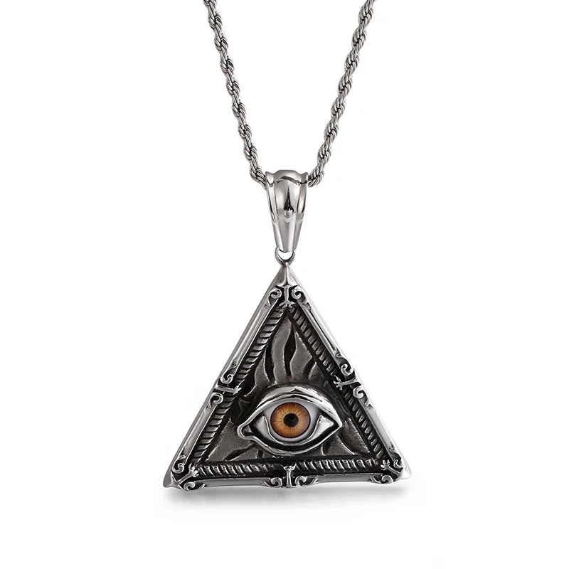 Stainless Steel Triangle Pendant Horus Eye Retro Punk Titanium Steel Pendant Personality Jewelry
