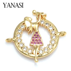 Mother Kids Connector Charms for Jewelry Bracelets Making DIY Handmade Women Jewelry Copper Zircon Boys Girls MaMa Gift