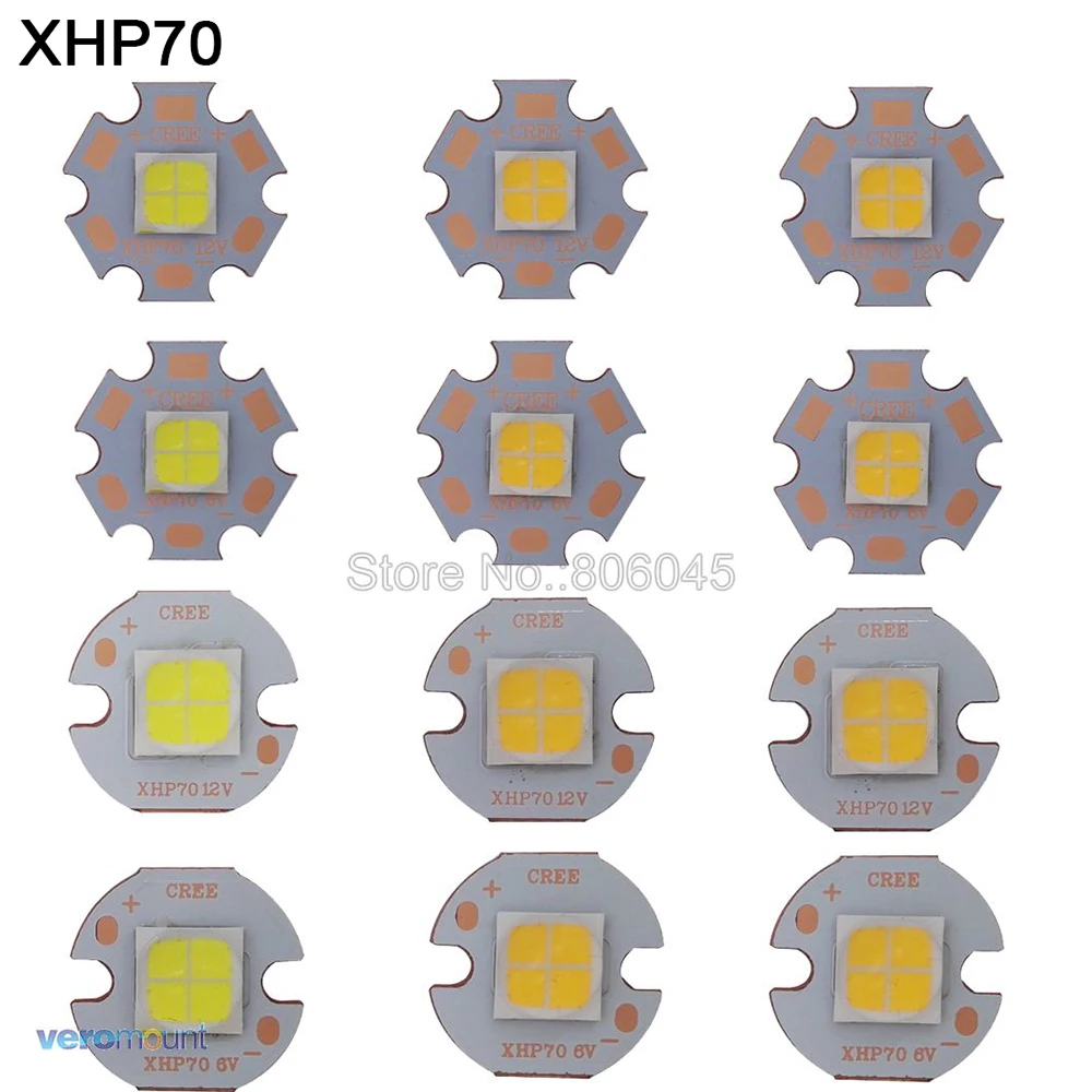 Original XHP50 XHP50.2 XHP70 XHP70.2 High Power LED Emitter Cool White Neutral White Warm White 6V 12V with 16mm 20mm Copper PCB