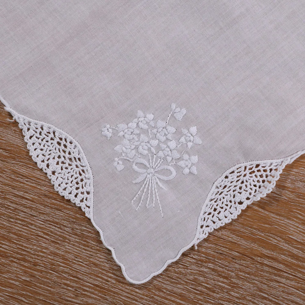 S011 :  1 piece Hand-made hand embroidery  handkie  Drawnwork White Cotton  handkerchief