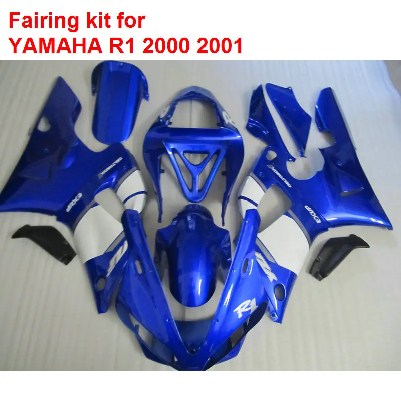 ABS plastic fairings for Yamaha YZFR1 2000 2001 blue white bodywork parts fairings set YZF R1 00 01 BA56