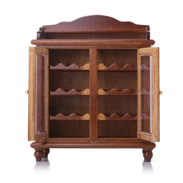 1/12 miniature per casa delle bambole mobili per soggiorno armadietto per vino in legno-giocattoli classici in noce giochi di imitazione giocattoli per mobili di simulazione