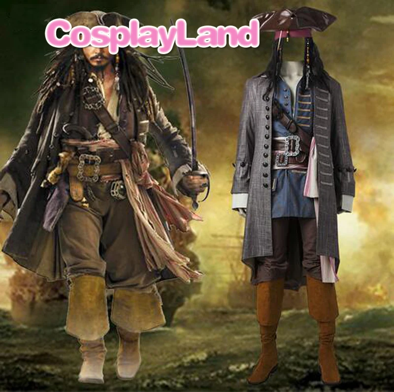 

Captain Jack Sparrow Costume Pirates of the Caribbean Cosplay Dead Men Tell No Tales Salazar's Revenge Suit Halloween Adult Men