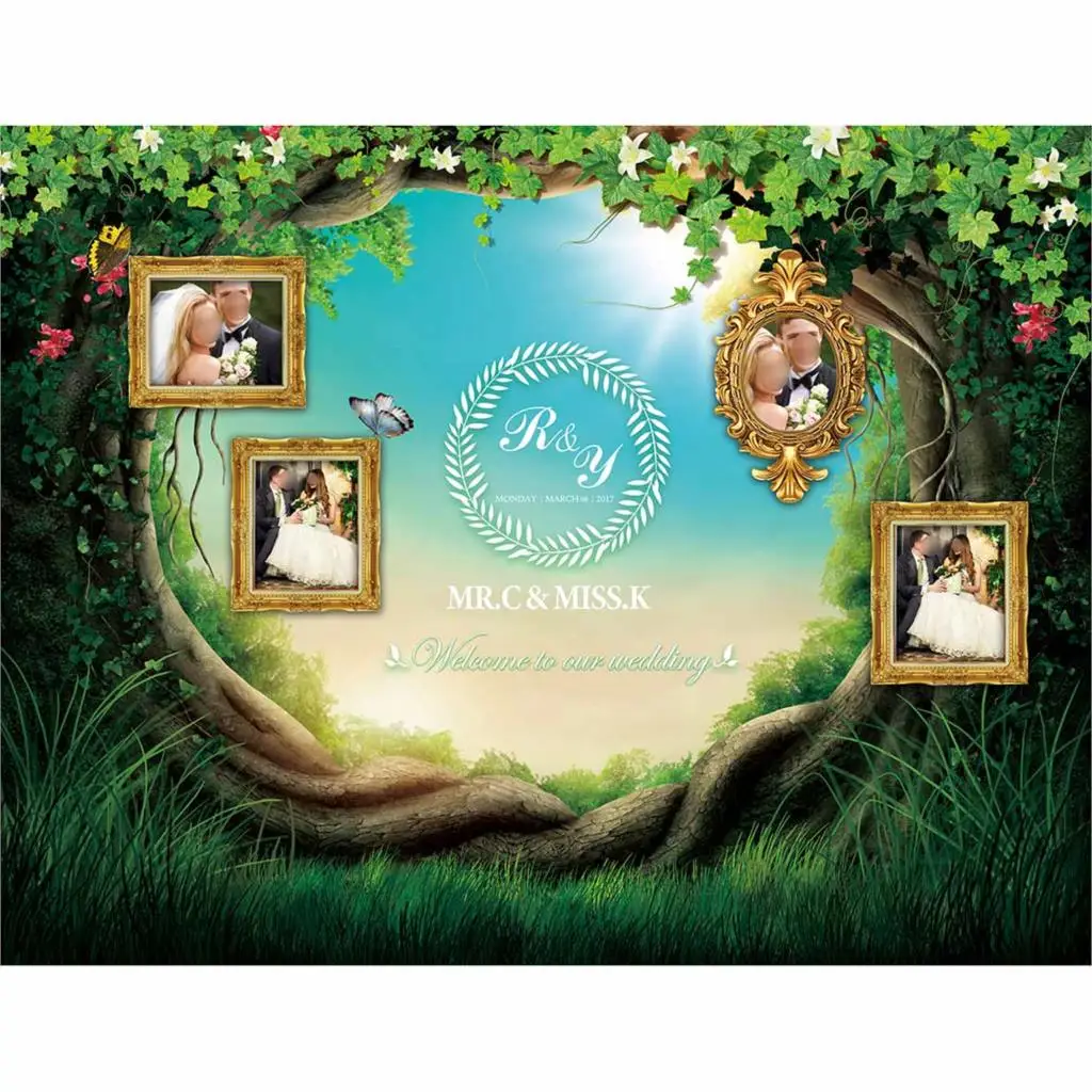 Allenjoy photo background Natural wedding background Personal custom spring green background for photo fund decorations