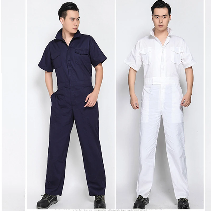 

Overalls Men Sets Short Sleeve Overalls Jumpsuit Safety Clothing Thin Leotard Repair Auto Welders Crew Painter Car Wash Worker