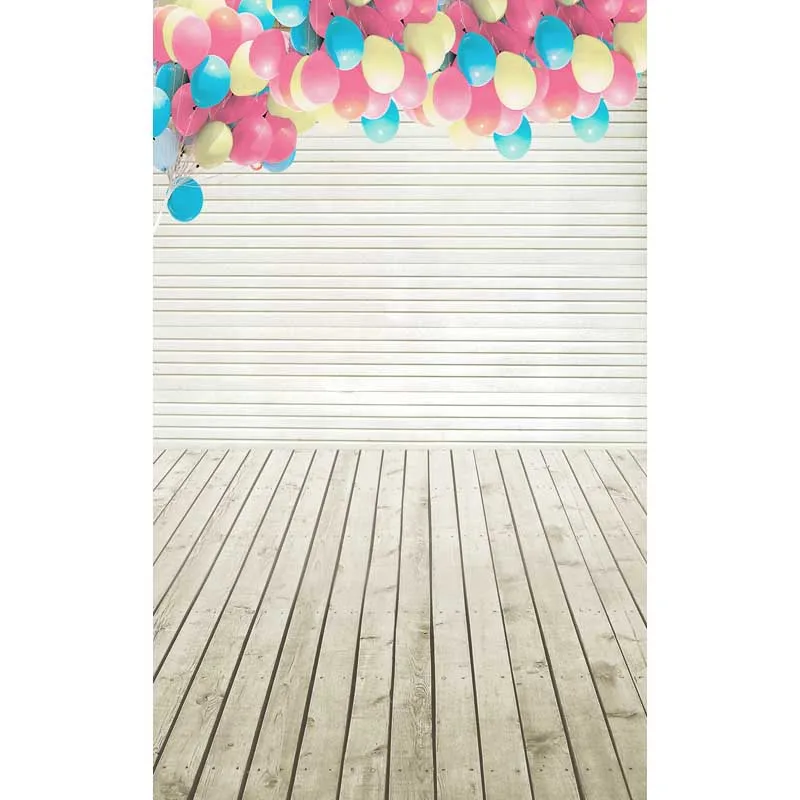 

Digital Printed Pink Blue Yellow Balloons Vinyl Wood Background for Photography Newborn Baby Kids Birthday Party Photo Backdrop