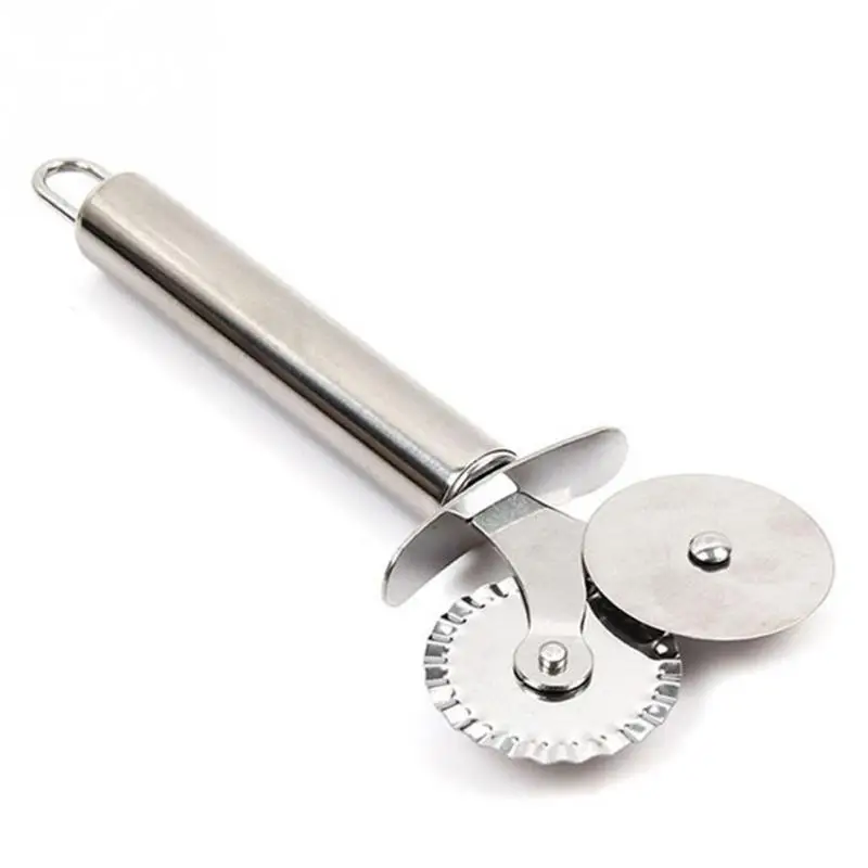 Kitchen Accessories Knife For Pizza Dough Pasta Pastry Stainless Steel Pizza Knife Double Wheels Hob Cutter