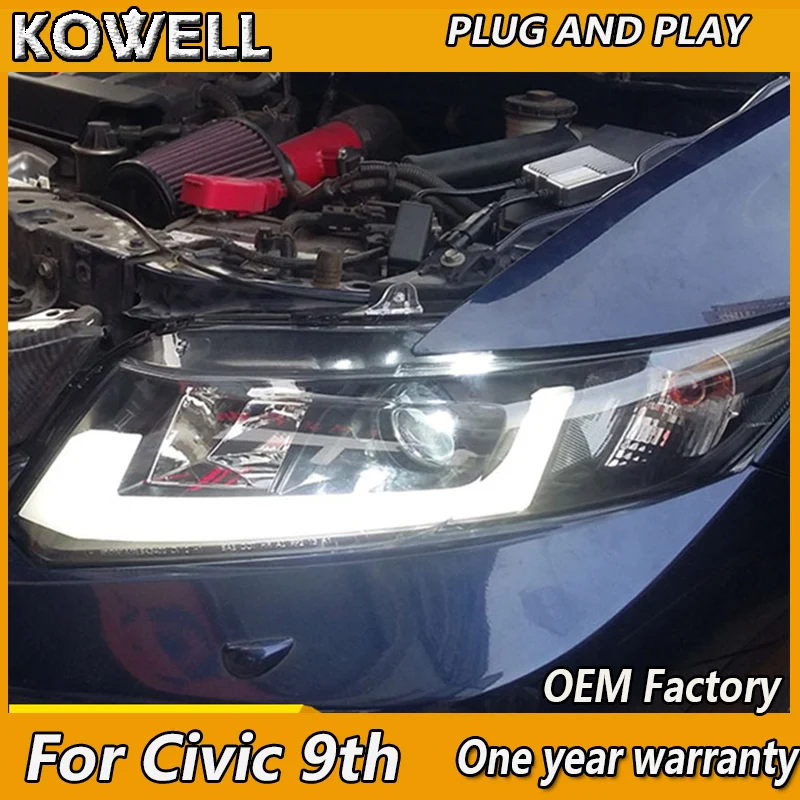 

KOWELL Car Styling Head Lamp for Honda CIVIC 9th 2012 2013 2014 LED Headlight ANGEL EYE DRL Bi-Xenon Lens dynamic turn signal