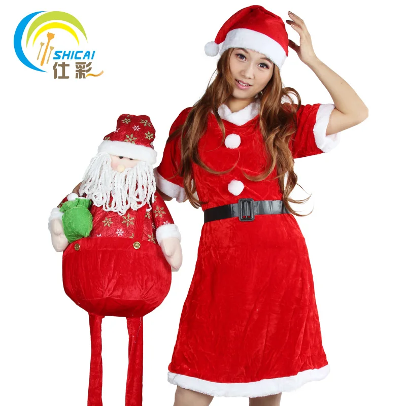 2019 phong cách mới Santa Claus ngắn-tay ăn mặc Giáng Sinh người đàn ông hiển thị ăn mặc mô hình phụ nữ trang phục phù hợp với trang phục Miễn Phí Vận Chuyển