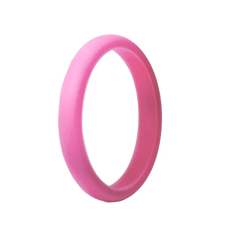 2.7mm pink Hypoallergenic Silicone Rubber Flexible Ring Band Wedding Engagement Classical Simple Statement woman Size 4 6 8 10