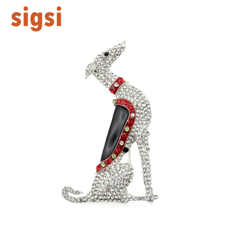 100pcs/lot Fashion Jewelry Silver Tone Greyhound Scotty Borzoi Hound Dog Puppy Canine Rhinestone Enamel Animal Pin Brooch