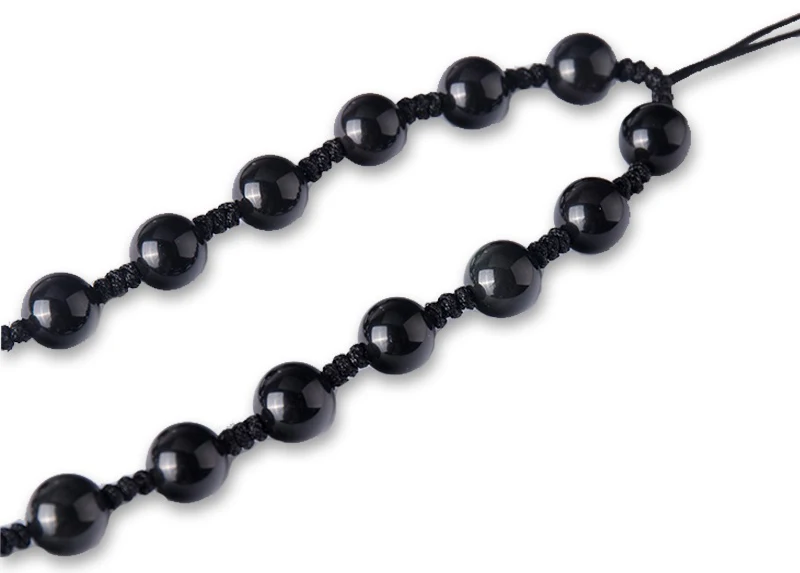 Black Obsidian 6mm Beads Necklace For Pendant Natural Stone DIY Lucky Beads Chain Necklace Jewelry Accessories For Men/Women