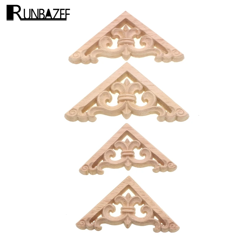 RUNBAZEF Woodcarving European Style Accessories Wood Antique Decoration Home Furnishing Floral White Embryo Figurine Miniature