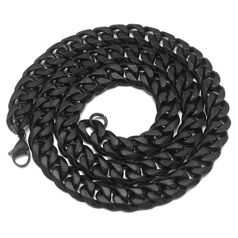 

CHIMDOU Men's Stainless Steel Cuban Link Chain Necklace Black Color Curb Necklace For Man 60cm 10mm Hiphop Unisex Jewelry