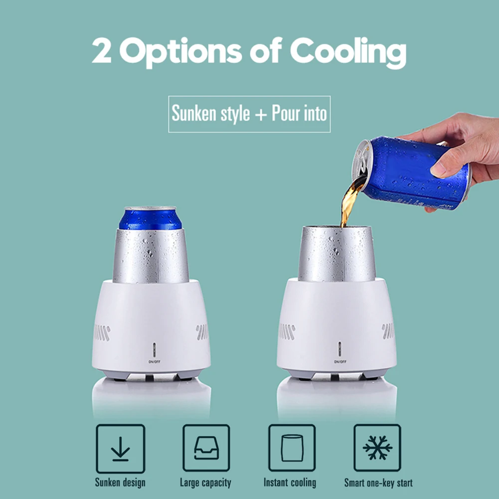 350ml Instant Cooling Cup Portable Cooling Cup Mini Electric Drink Cooler Cup Car Home Summer Instant Cooling Freezer US Plug