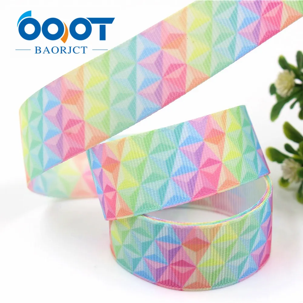 OOOT BAORJCT G-18529-306 22 mm 10 yards geometry Ribbons Thermal transfer Printed grosgrain Wedding Accessories DIY material