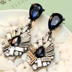 exquisite Women's fashion earrings New arrival brand sweet metal with gems crystal earring for women girls E307