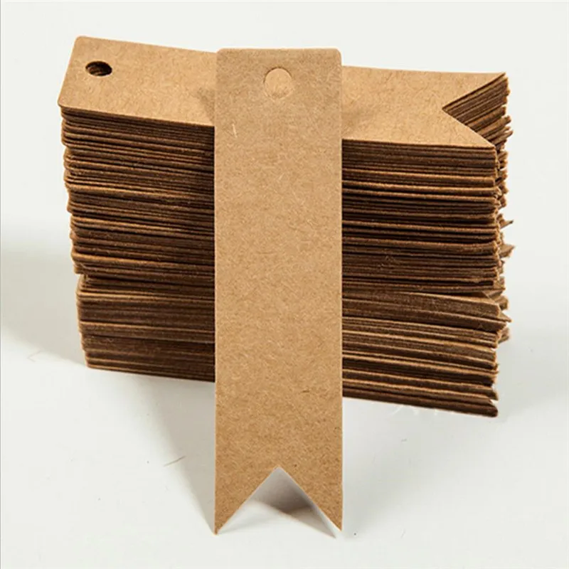 100pcs Sign Kraft Paper Tags Head Label Luggage Wedding Party Note DIY Blank Price Hang tag Christmas Gift Tags