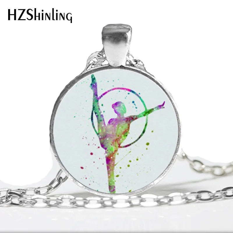 HZ--A509 New Gymnastics Necklace Love Gymnastics Pendant Sport Jewelry Glass Photo Cabochon Necklace HZ1