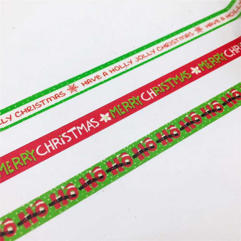 

Free shipping 3 ROLLS washi paper tape/10mm*10m*2 and 10mm*5m*1 rolls varied Merry Chrismas masking japan washi tape